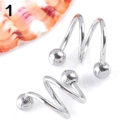 Unisex Stainless Steel Punk Spiral Helix Ear Stud Lip Nose Ring Body Jewelry